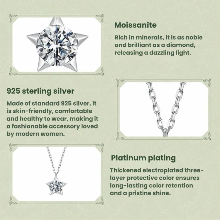 S925 Sterling Silver 1-Carat Sparkling Moissanite Necklace, MSN079