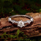 S925 Sterling Silver Platinum-Plated Moissanite Slim Ring, 6 US Size, 7 US Size, 8 US Size