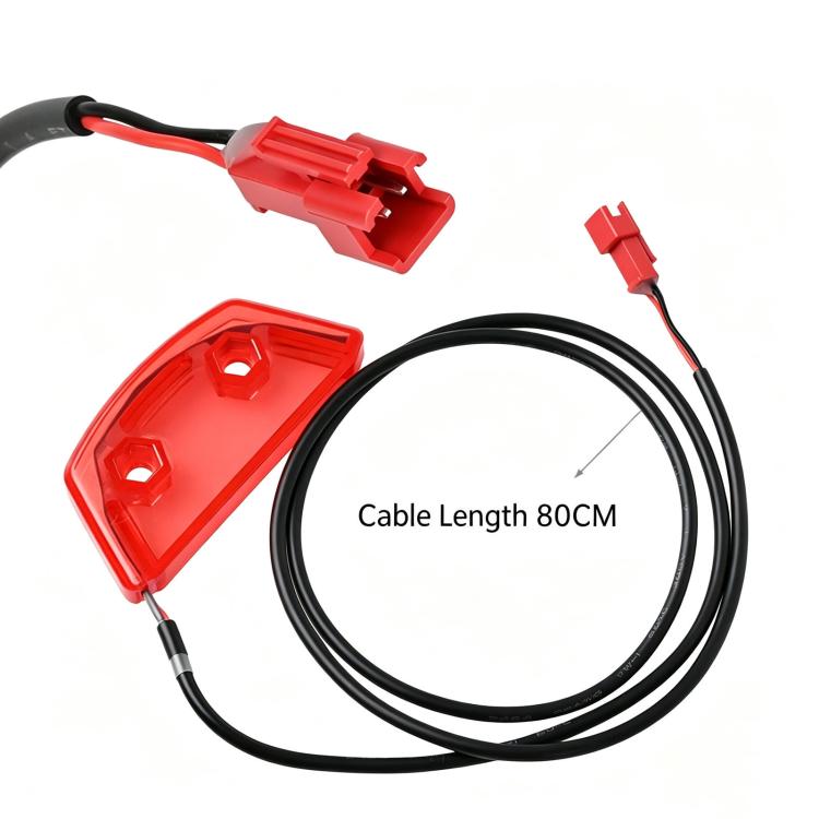 Taillight cable with red light cover, black wire, and red connector, 80cm length