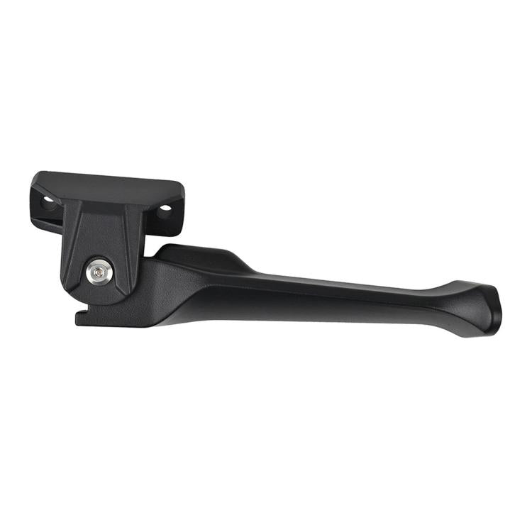 Black kickstand side stand support arm with top mounting plate and bolt hole
