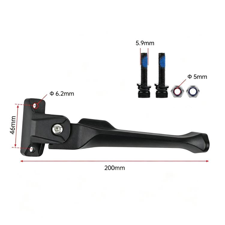 Black kickstand side stand support dimensions with bolts and washers