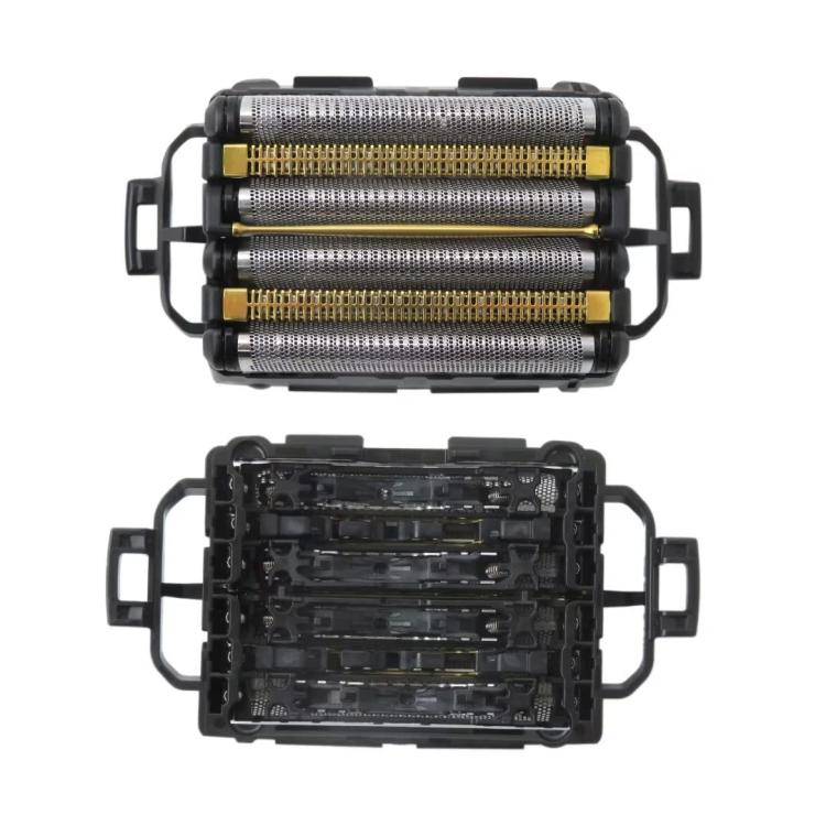 Replacement foil cassette, front and back view, silver mesh foils with gold bars