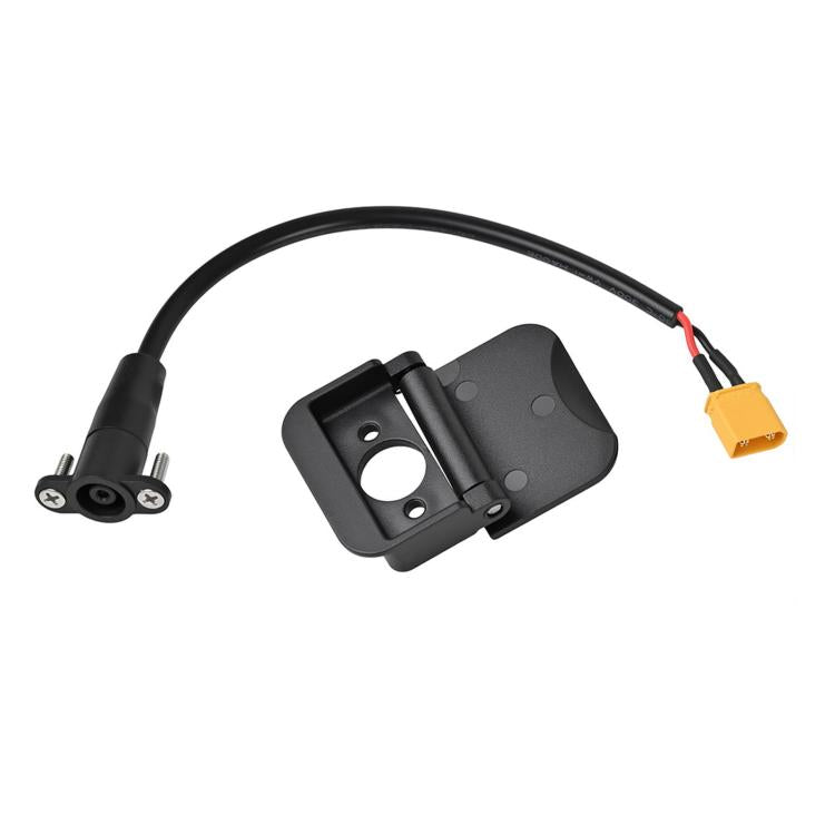 Charging port mounting module with cable and yellow silicone plug, black bracket