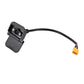 Charging port assembly with black mount, cable, and yellow silicone plug tip