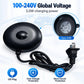 Magnetic charger base with black round design, US 2-prong plug, and attached cable