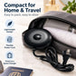 Compact magnetic charger base with black round stand, US plug, and coiled charging cable