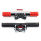 Red and black rubber handlebar grips with front adjustment band and clamp