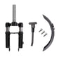 Black front suspension fork set with front mudguard and screws