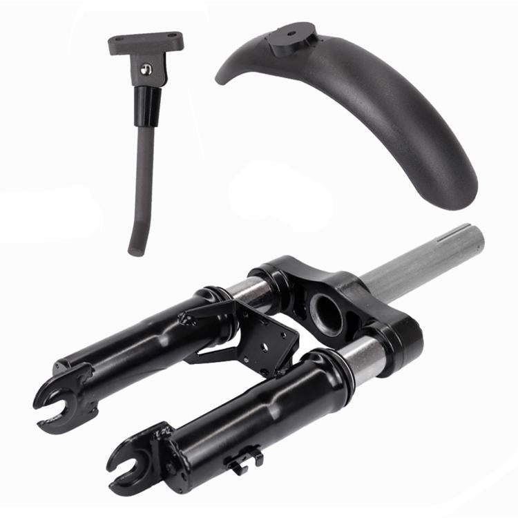 Black front suspension fork with front mudguard and kickstand stand
