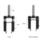 Black front suspension fork shock absorber showing normal vs compressed height