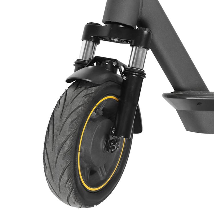 Front wheel with black front mudguard and fork mounting hardware