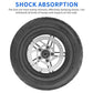 Pneumatic scooter rear wheel with brake disc rotor, black tire, and hub assembly