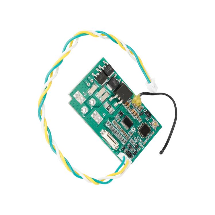 Electric scooter BMS protection board with dual black chips and connector cable