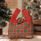 Christmas Canvas Mini Tote Bag Small Holiday Treat Bag with Snap Button