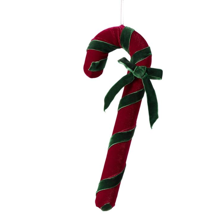 Velvet Candy Cane Christmas Tree Ornament
