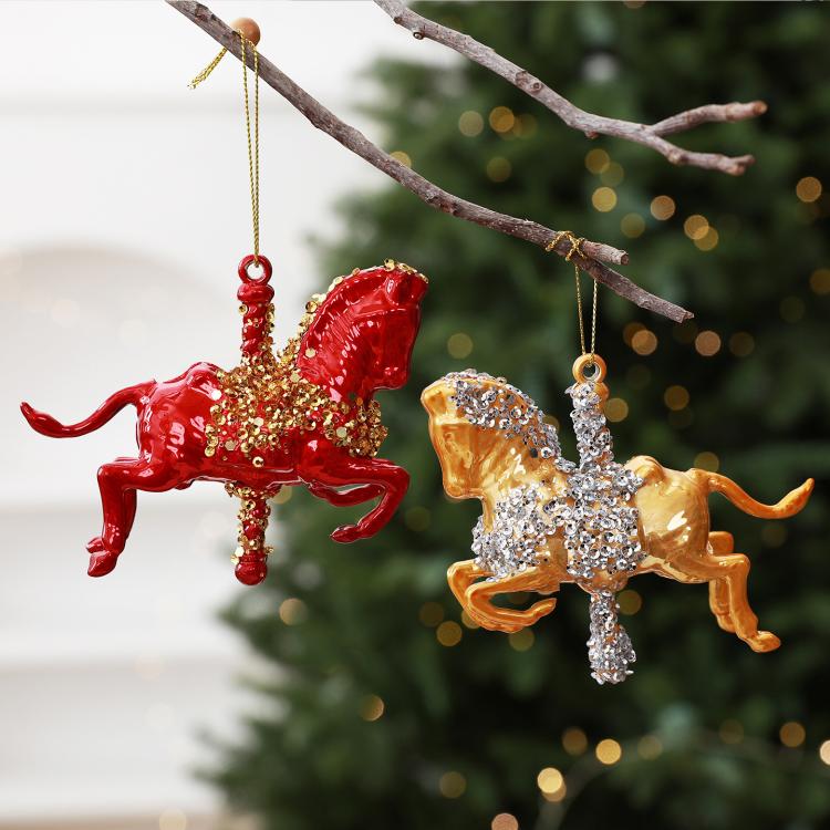 Painted Rocking Horse Christmas Tree Hanging DIY Ornament