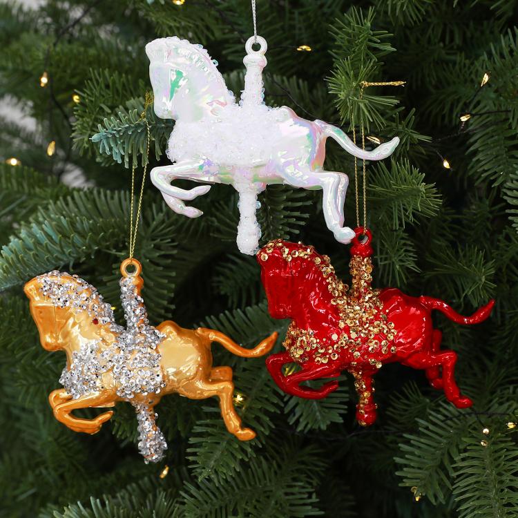 Painted Rocking Horse Christmas Tree Hanging DIY Ornament