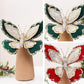 Double-layer sequin butterfly ornament, mixed red and dark green designs with glitter loop