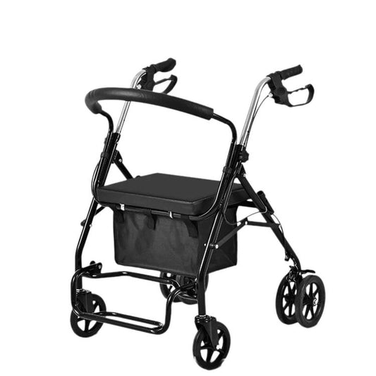 Folding Rollator Walker with Seat Heavy Duty 6-Wheel Senior Shopping Cart Walker, Black/Fabric Bag/No Pedal, Black/Wire Basket /No Pedal, Black/Fabric Bag/With Pedal, Black/Wire Basket/With Pedal, Red/Fabric Bag/No Pedal, Red/Wire Basket/No Pedal      ...