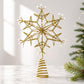 Gold wire snowflake topper with faux pearl beads and tall coiled wire stem.