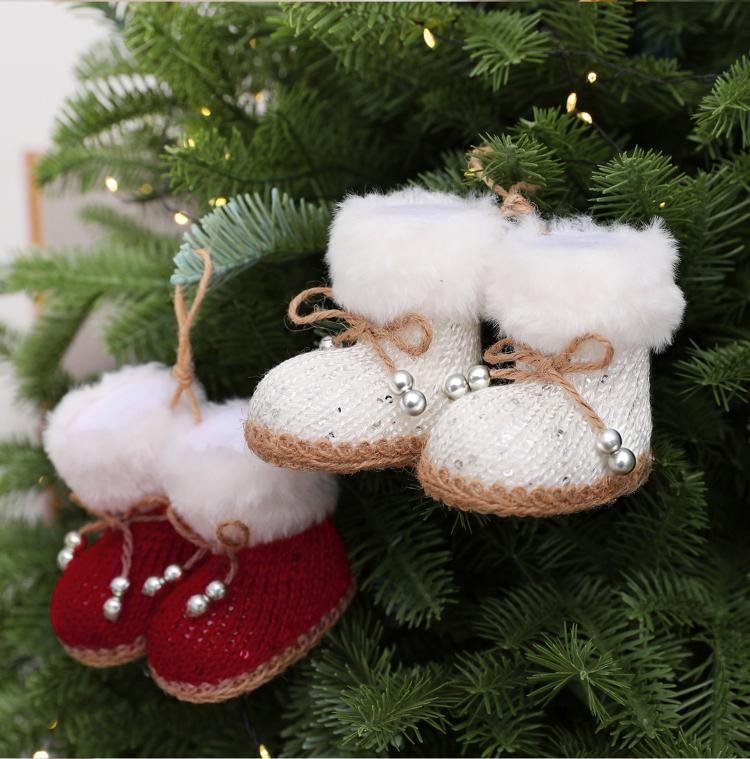 Knitted Fleece Boots Christmas Tree Ornaments Christmas Decorations