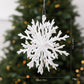 3D 4.72 Inch Glitter Snowflake Christmas Ornament Shatterproof Hanging Tree Decoration