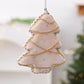 Champagne gold velvet foam Christmas tree ornament with gold rhinestone trim and hanging loop