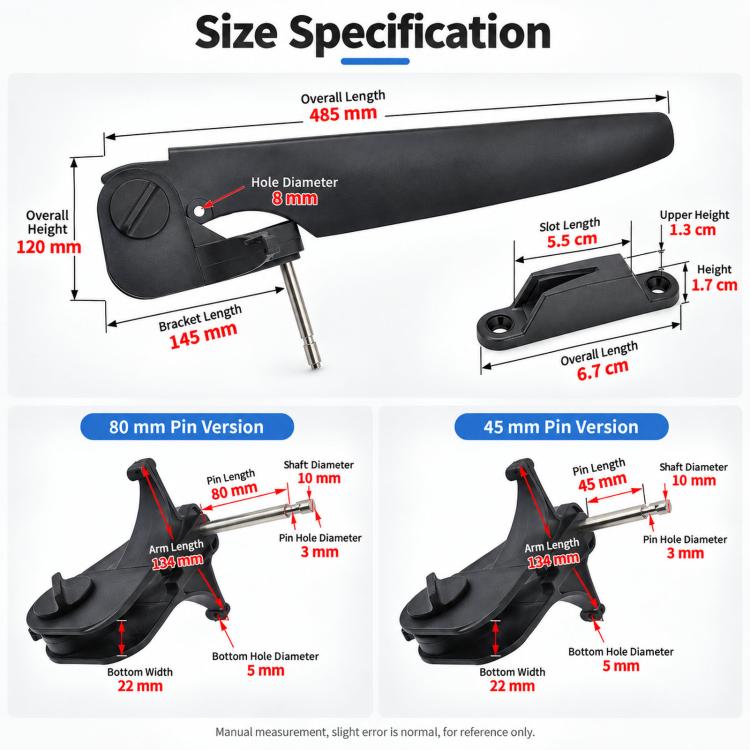 Kayak Stern Rudder Control System Compatible With Foot Pedals, 45MM, 80MM