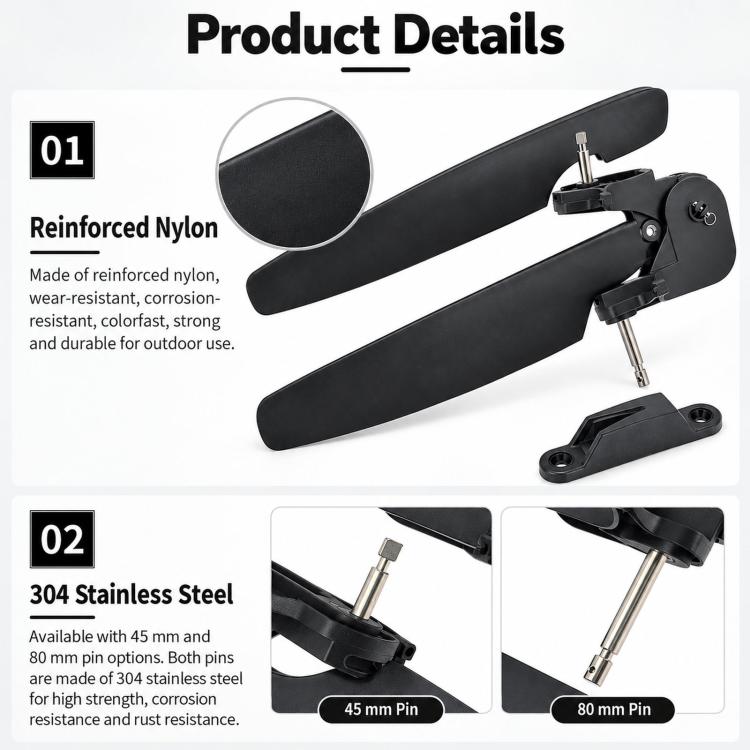 Kayak Stern Rudder Control System Compatible With Foot Pedals, 45MM, 80MM