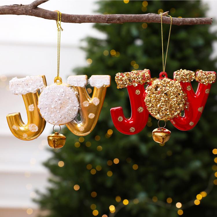 Unique JOY Painted Christmas Tree Ornaments DIY Christmas Decorations