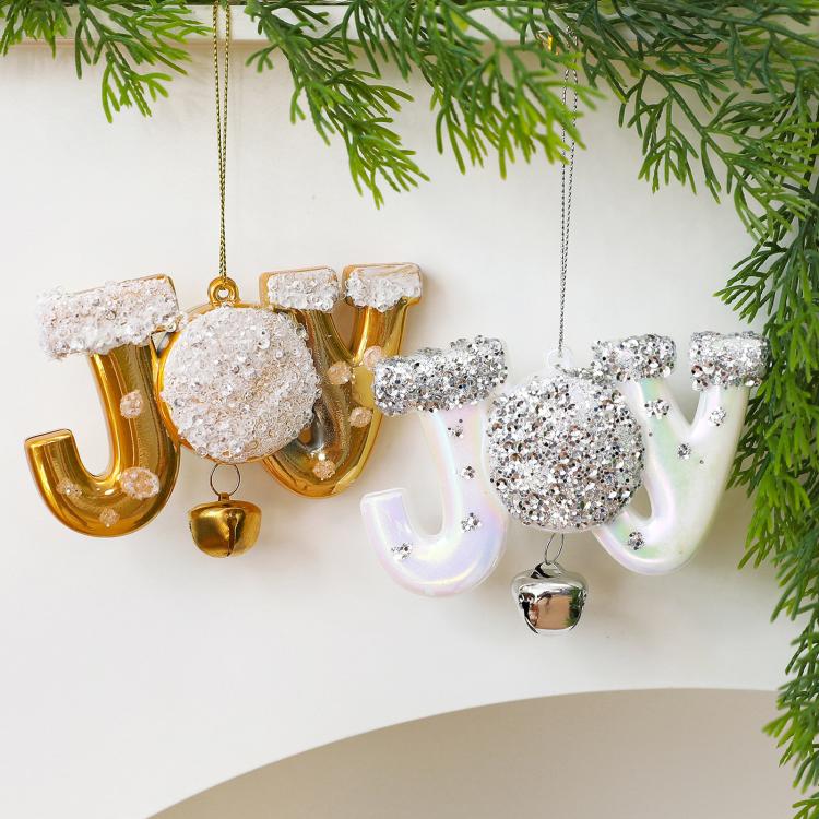 Unique JOY Painted Christmas Tree Ornaments DIY Christmas Decorations