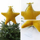 Gold plush velvet star topper with bow and white spiral spring base detail