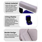 Gray velvet octagonal jewelry box with cushioned interior display compartment