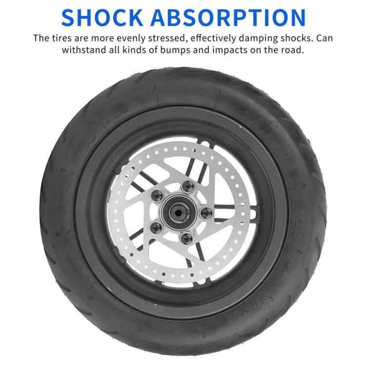 Rear wheel with black pneumatic tire and silver disc brake rotor