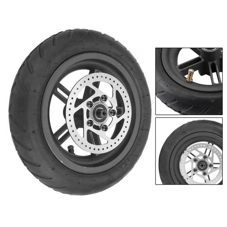 Rear pneumatic wheel with 120mm brake rotor, multiple angle details