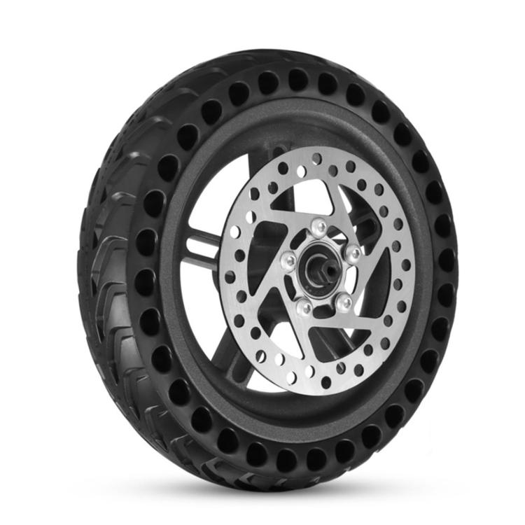 Solid honeycomb tire wheel with 110mm disc brake rotor and metal spoke hub