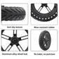 Solid tire tread detail with aluminum alloy wheel hub and disc brake rotor