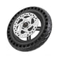 Black solid rear wheel with 120mm disc brake rotor and drive hub
