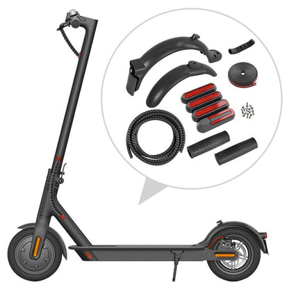 Electric scooter rear fender kit with black mudguards and accessory parts
