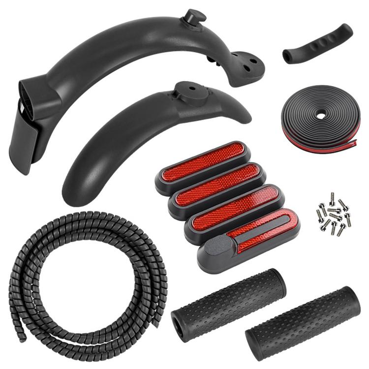 Electric scooter rear fender kit, black fenders with coiled cable and hardware