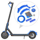 Electric scooter rear fender kit with blue mudguards, coiled cable, and accessories
