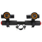 Electric scooter handlebar lamp mount with twin headlight pods and red side reflectors