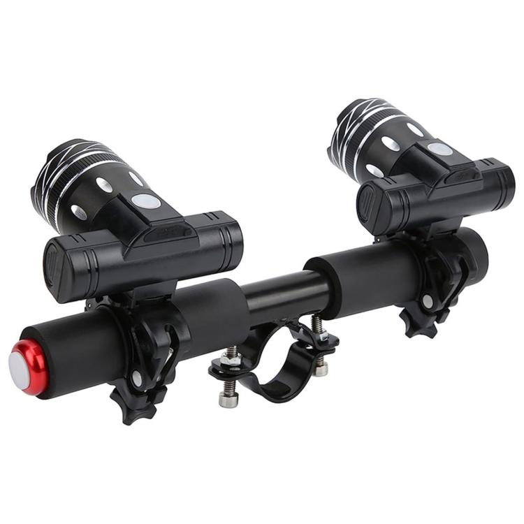 Electric scooter handlebar lamp holder with two front lights and red side light bars
