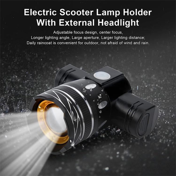 Electric scooter lamp holder with external headlight lens and side light pod
