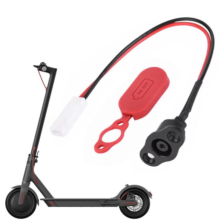 Charging port dust plug for Xiaomi M365 with red cap and black cable connector