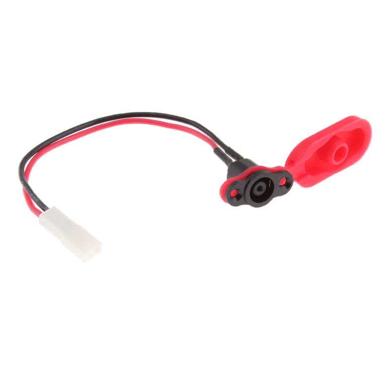 Charging port cable with black socket and red dust plug cap