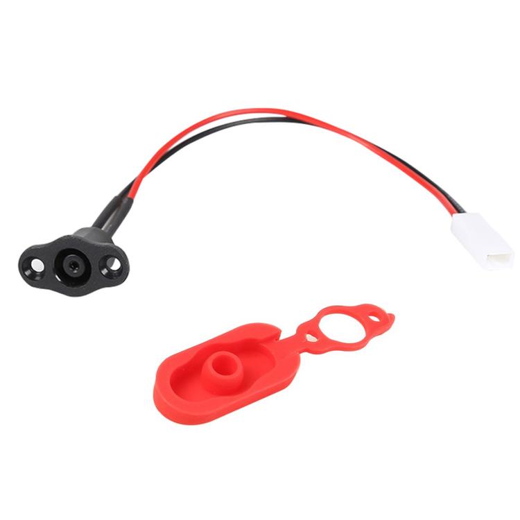 Charging port dust plug set with white connector lead and red cap