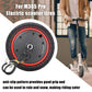 Electric scooter wheel tire with black anti-slip tread, red rim, and hub