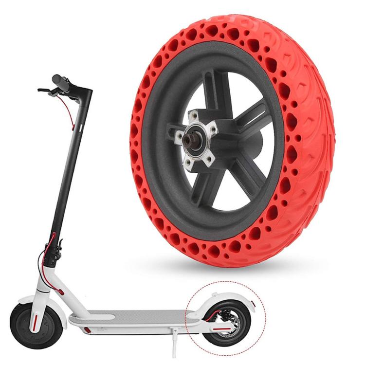 Red solid honeycomb rear wheel hub with drive axle, compatible with Xiaomi M365 Pro