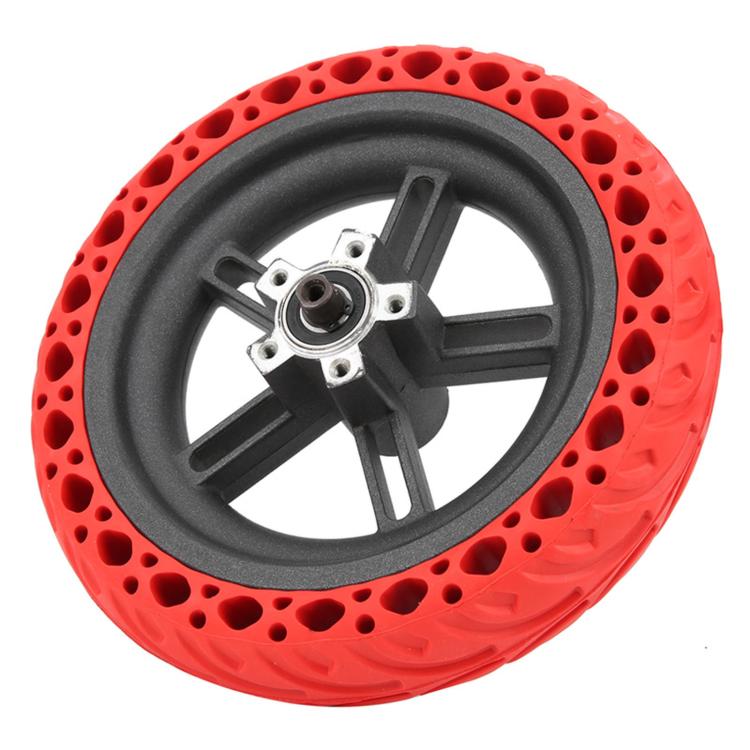 Red solid honeycomb rear wheel hub with metal axle and spoke rim, Xiaomi M365 Pro